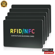 5-Pack RFID Blocking Cards – NFC & Contactless Debit/Credit Wallet Protector