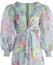 ALICE + OLIVIA X LOLA SCHNABLE KATIA FLORAL MULTI MAXI DRESS 6 NWT