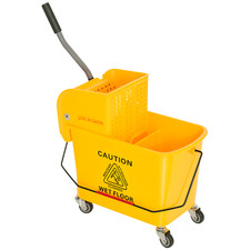 HOMCOM Carrello Secchio Giallo con Strizzatore Rimovibile Lavapavimenti