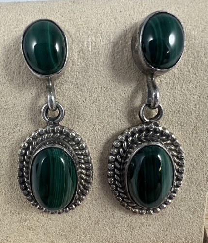 Vintage Sterling Silver 925 RB Running Bear Malachite… - Gem