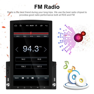 A2DP/Freisprecheinrichtung/Telefonbuch Autoradio Radio Player mit 9 7 vertikalen Bildschirm