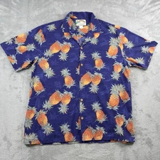 Vintage Mens L.L Bean Paradise Found Hawaiian Shirt Pineapple AOP Large