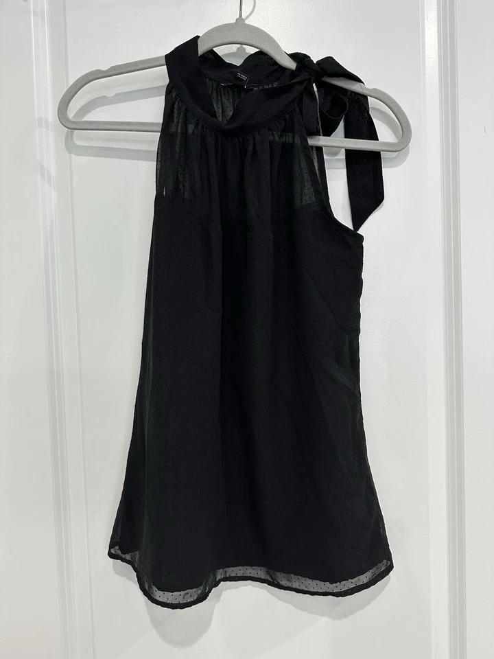 Blusa Jacob Halter Top Pequeña Negra Sin Mangas Foto 3 de 4