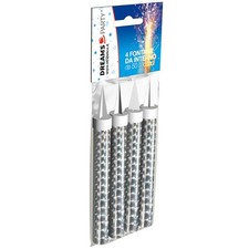 4x Candela Luminosa STANDARD ARGENTO Fontana Fiaccola per torte dolci -Durata 50