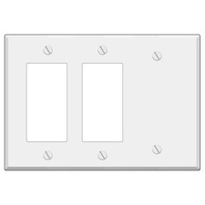 White Metal Outlet Cover, 3-Gang Standard Size, Blank And Decorator Switch Wall