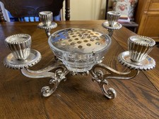 Vintage Godinger NY Silverplated Candelabra Center piece Fine Crystal Bowl