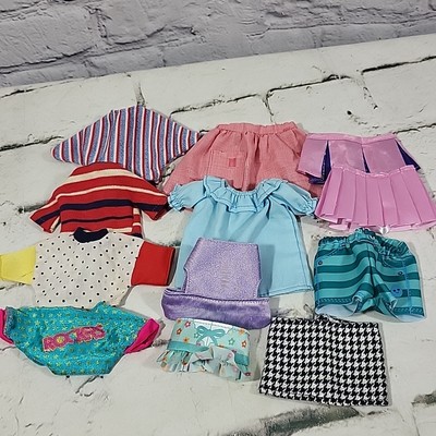 Doll Clothing Lot Assorted Unidentified Tops Bottoms Skirts Some Vintage