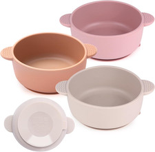 3 Pack Baby Bowls with Suction, Stay Put Silicone Suction Bowls for Babies Toddl