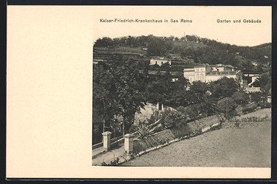 San Remo, Kaiser Friedrich Hospital, Garden and Building, Postcard 