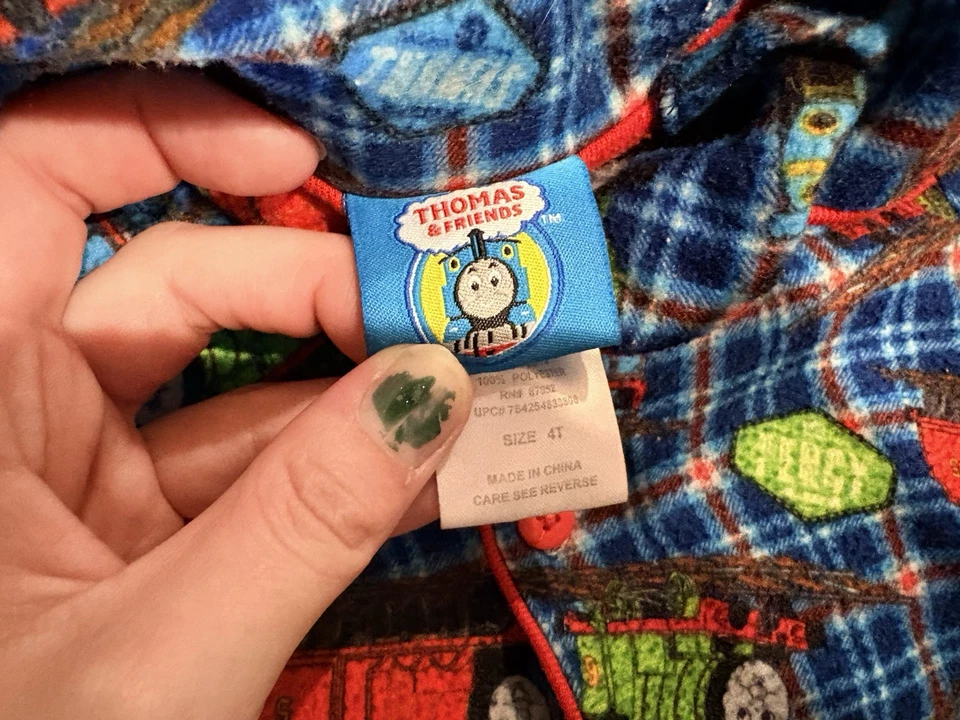 Pijama de colección Thomas & Friends niños tren 4T pijamas verde azul 2010 Y2K Foto 3 de 4