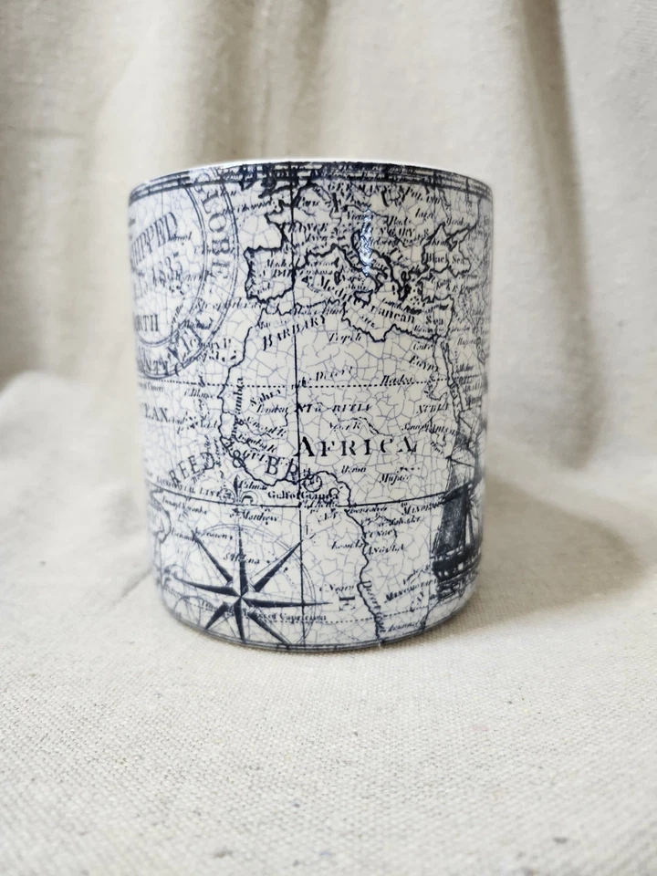 Nautical Chart  Coffee Mug Navy Blue & White Porcelain Holds 22 fl  oz 5"hx4.25d - Image 4 of 4