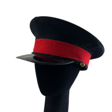 British Army Dress Cap Vintage 1940s Black Scarlet Red WW2 Medium