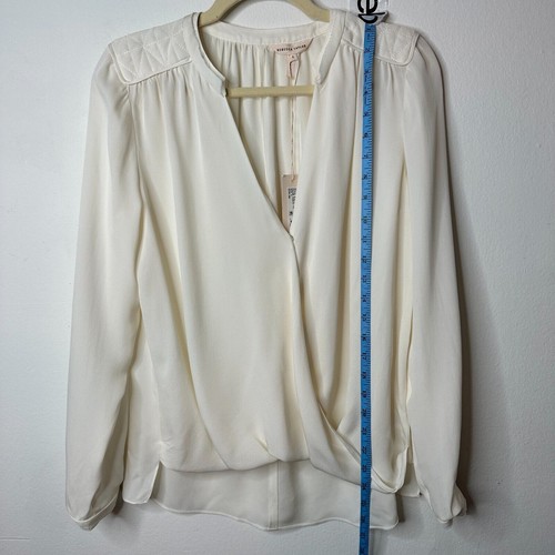 NWT Rebecca Taylor Drapey Cream 100% Silk Danielle Faux Wrap Keyhole Back Top 6 - Picture 11 of 13