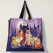 Halloween Dogs Fall Pumpkin Candy  Costumes Moon Bat Shopping Bag TJMaxx New 