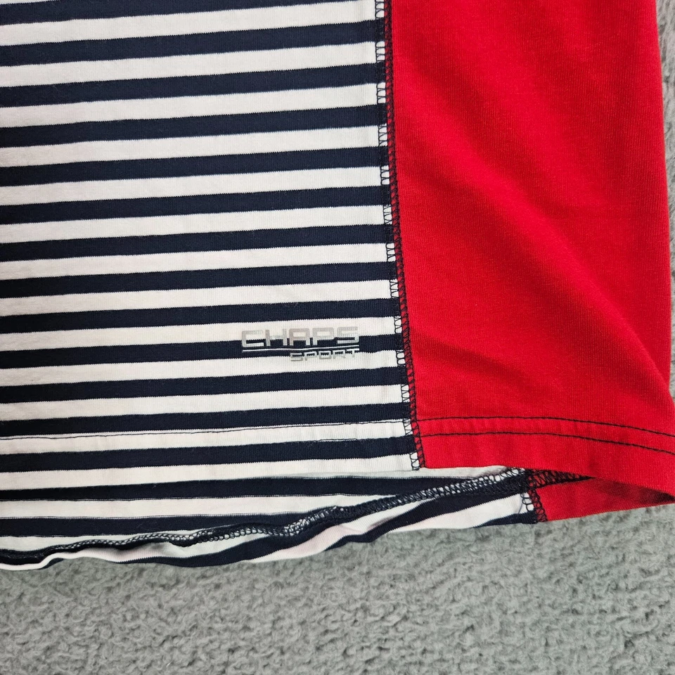 Top deportivo sin mangas Chaps para mujer XXL azul marino blanco a rayas ribete rojo - XXL Foto 4 de 4