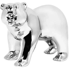 Hood Ornament Growling Bear Flat Surface Chrome 3 Hole 4" Tall, 6-7/8 L GG#48186