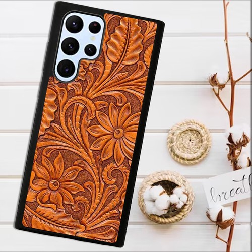Tooled Brown Leather For Samsung Galaxy S20 S21 S22 S23 Case