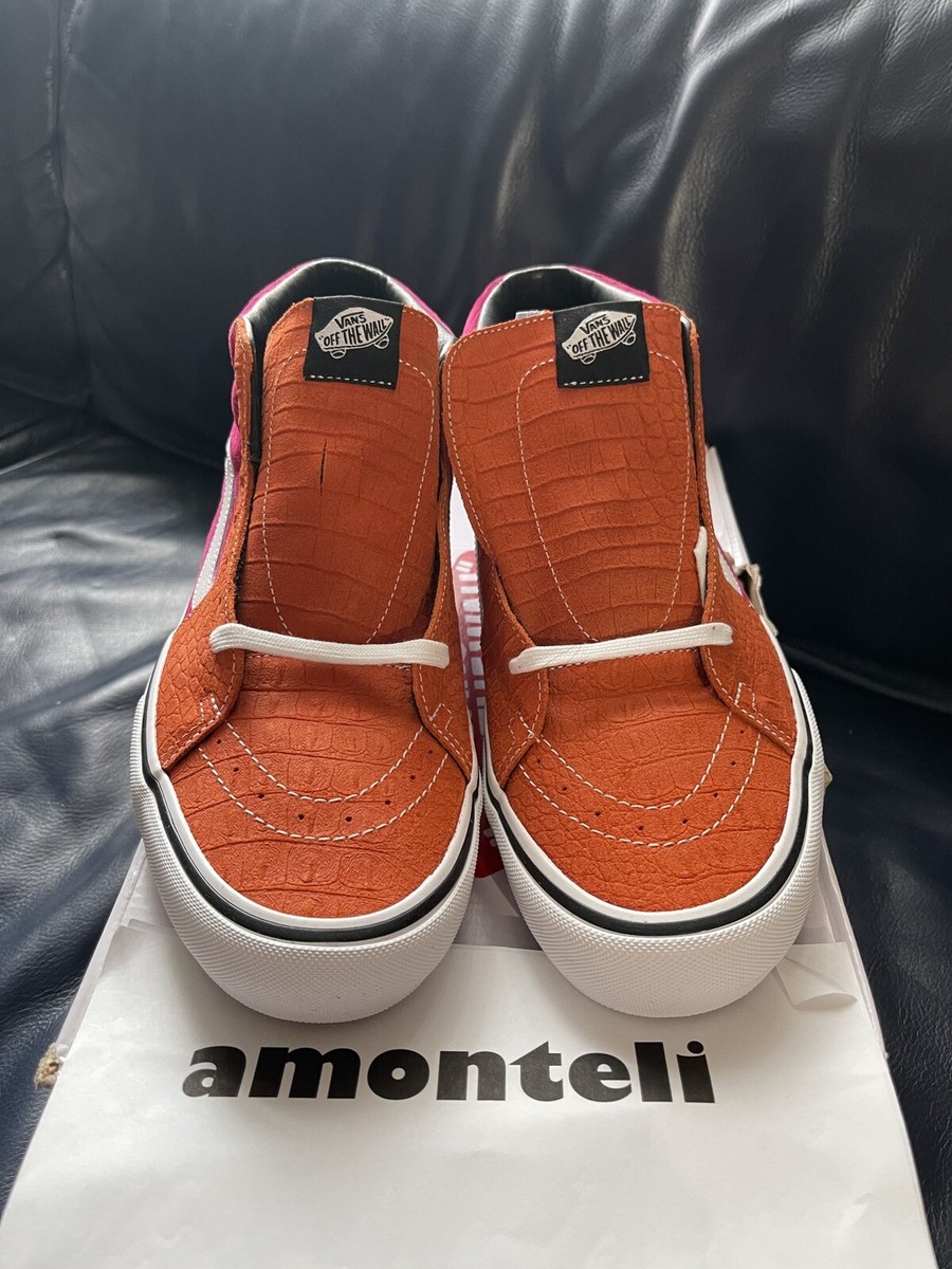 BRAND NEW SUPREME VANS SK8-MID CROCODILE CORDUROY - FUCHSIA