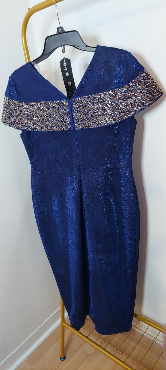 royal blue and silver cocktail dresses Elegant Royal Blue Sequin Prom Dresses For Black Girls O Neck Silver Beaded Applique Mermaid Cocktail Dress Formal Occasion Gown