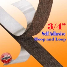 3/4" x 5 Yards 15 FT Black Self Adhesive Hook and Loop 20mm Stick On Tape Fabric