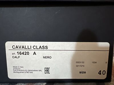 Cavalli Class 16420 Nero, Men's Shoes, Size EU-40, Color-Black