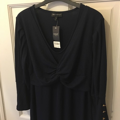 NEXT MATERNITY Navy Rib Knit Jersey Style Midi Dress UK 12 BNWT - Picture 3 of 14