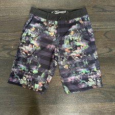 Vans Vanphibian Shorts Men 28 Black Floral Hybrid Board Swim Trunks Surf Stretch