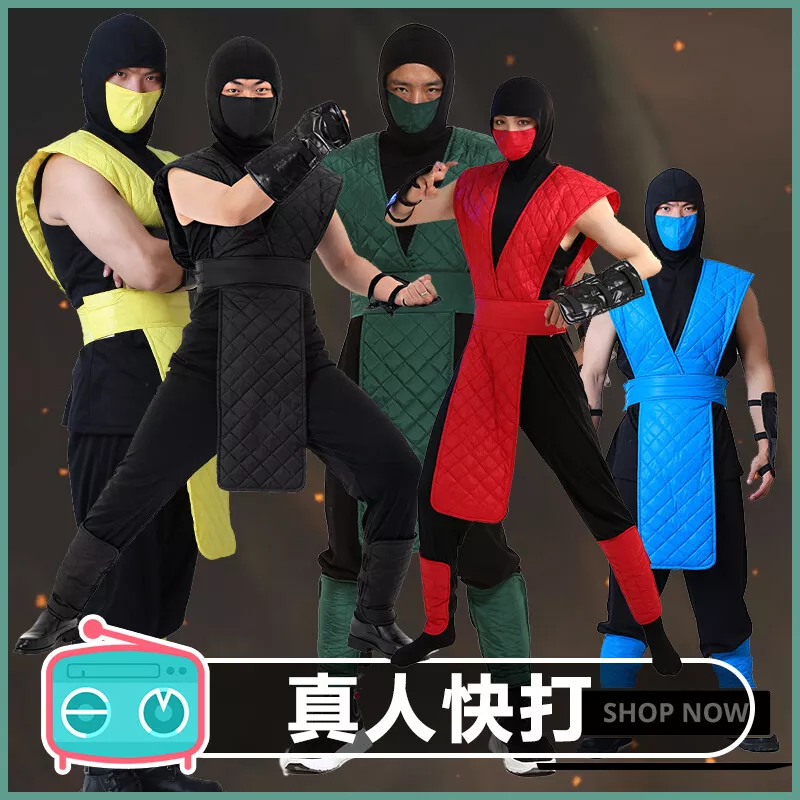 Mortal Kombat Reptile Cosplay Costume Green Suit with Mask Game Adult Costume