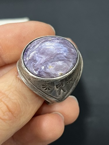 Navajo Lee Paulin Sterling Silver Purple Stone Ring ( Size 10.75 )( 17g ) 2 - Picture 3 of 9
