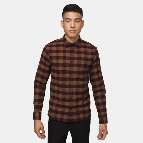 Lululemon Mason's Peak Flannel Men’s XS Maroon/Brown Check Long Sleeve Shirt