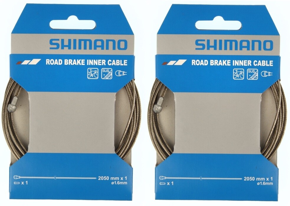 2x Cavo Interno Freno Strada Shimano - Acciaio Inox - 1,6mm x 2050mm