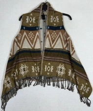 Raj Open Front Aztec Print Poncho Cardigan Womens One Size Lightweight