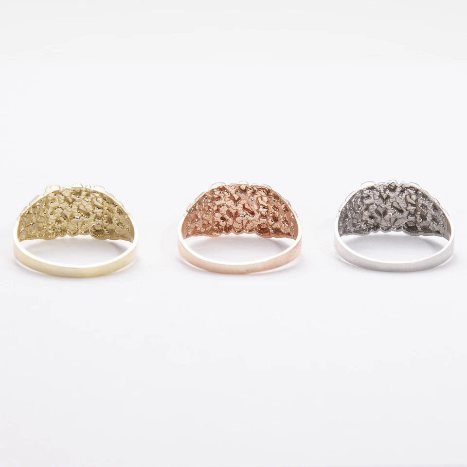 Anel de pepita quadrado de ouro 10K sólido ouro rosa branco amarelo 10K - Imagem 3 de 4