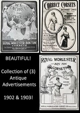 ROYAL WORCESTER BON-TON CORSETS Edwardian Ladies Fashion Antique 1900s Print Ads