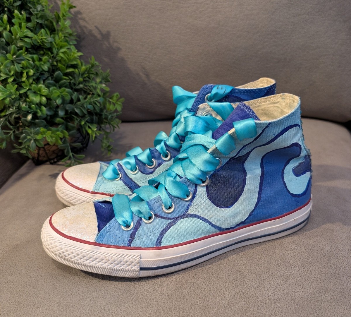 Hand Painted Blinged Out Chuck Taylor Converse High Tops With
