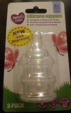 3 Silicone Nipples Parent's Choice 6 Months Fast Flow Standard Soft Nipples