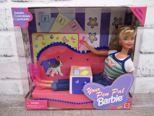 Vintage NIB Mattel 1998 Your Pen Pal Barbie Includes 21 Stickers 3 Postcards
