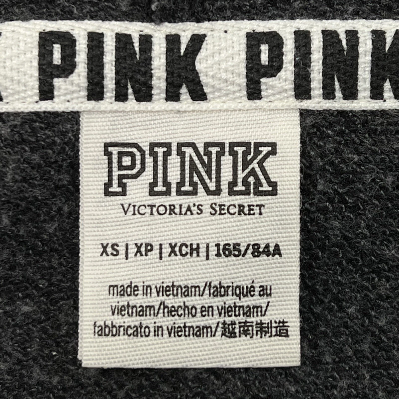 UNDERCOVER Felpa con cappuccio Victoria's Secret ROSA full zip nera orlo spacco donna XS