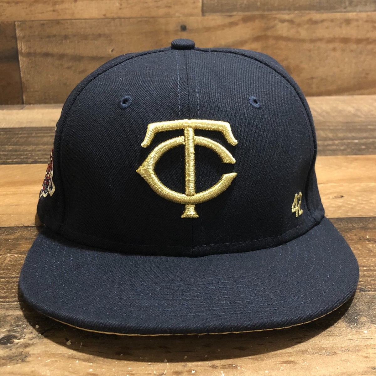 Minnesota Twins Hat Cap Mens Fitted 7 1/8 Blue Gold Jackie