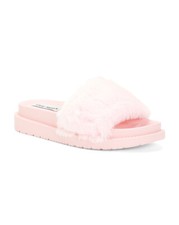 NIB Steve Madden Sophlyn Womens Faux Fur Platform Flip Flops Slide Slippers