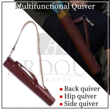 Handmade Genuine Leather Arrow Quiver | Traditional Back & Side Arrow Holder