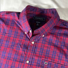 crown  ivy mens red blue plaid Classic long sleeve button down shirt - size XL