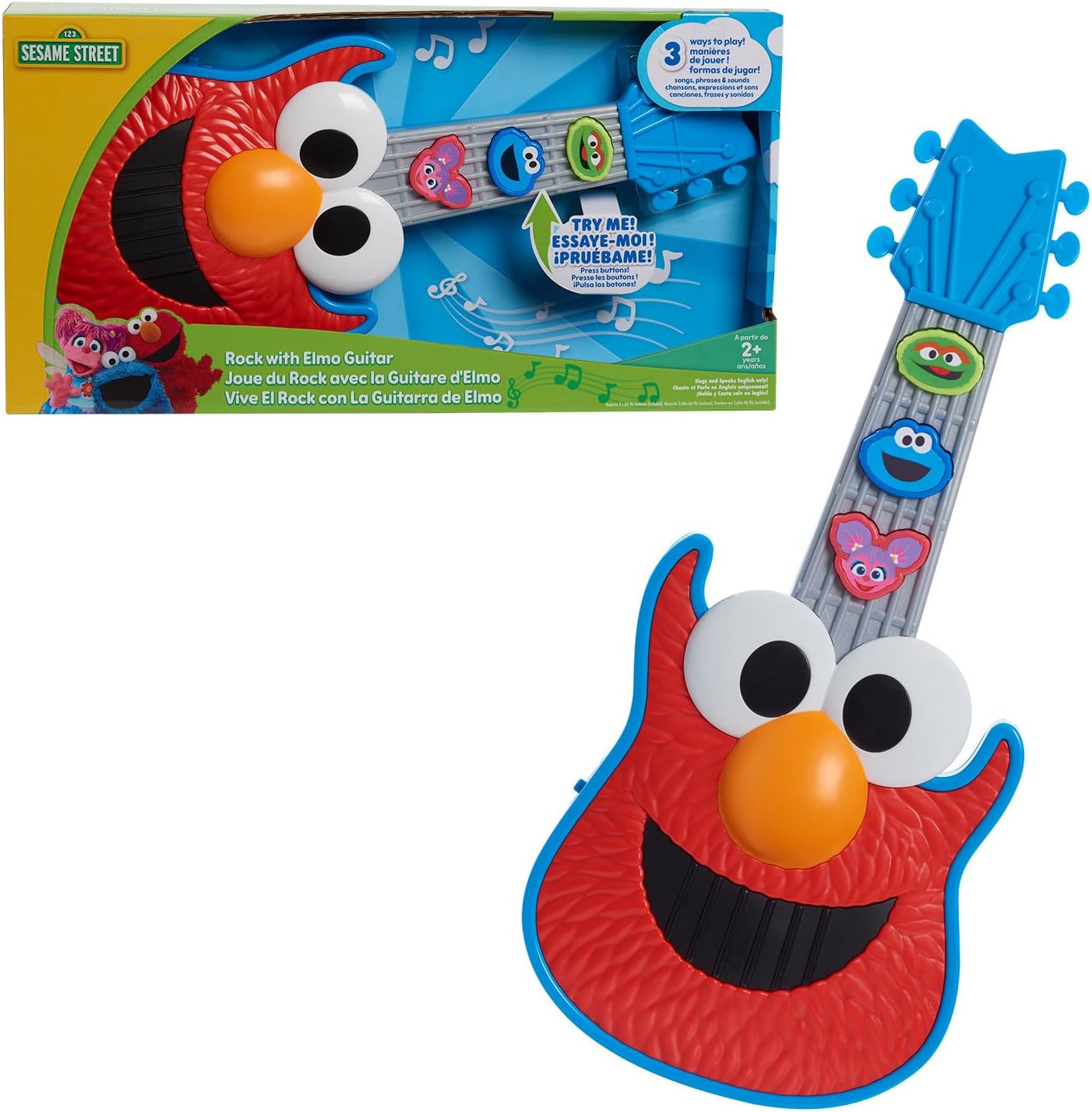 Sesame Street Elmo Rockstar Guitar with Lights Sounds for Pretend Play Dress Up  