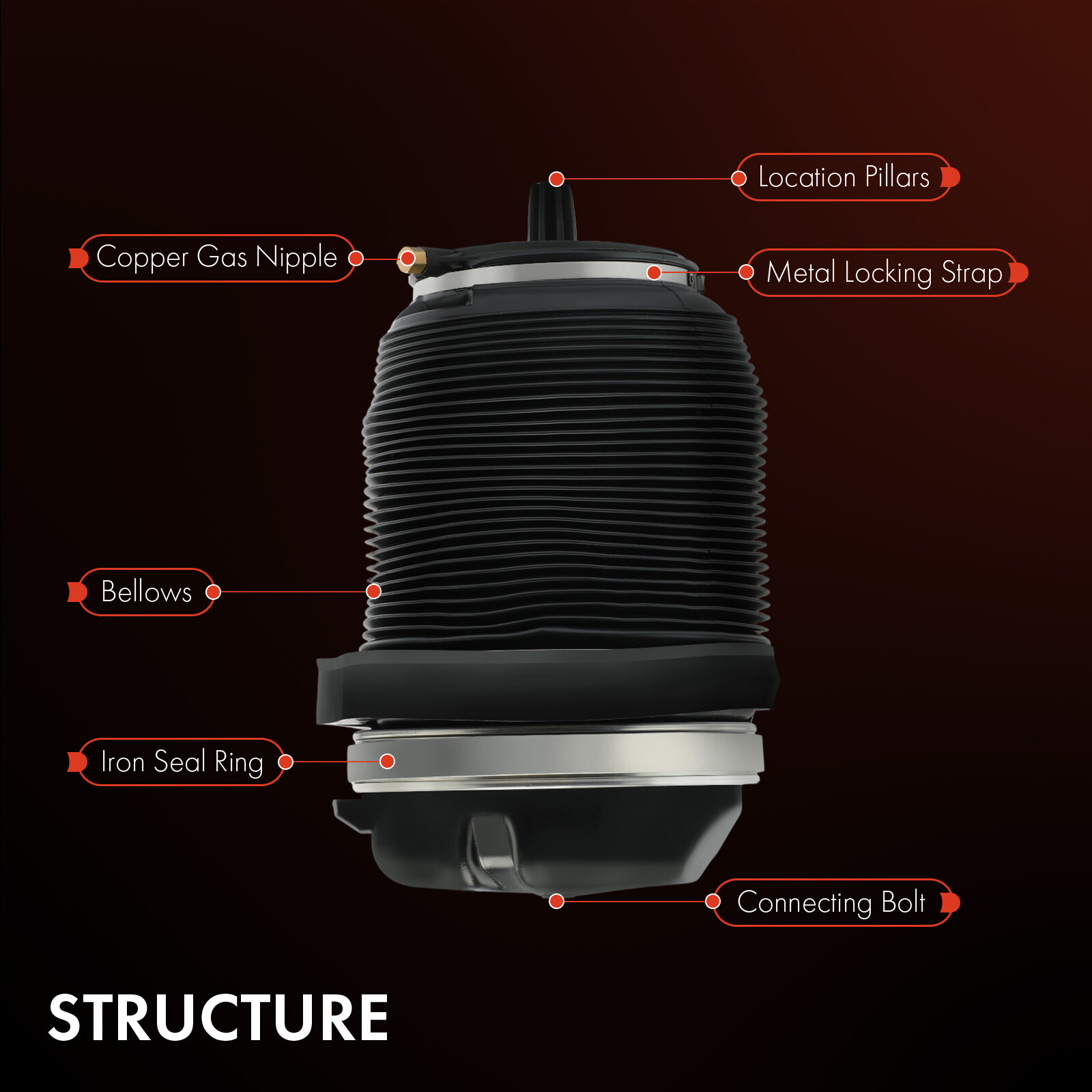 Left or Right Air Suspension Spring Bags for W01-358-9264 1110.5-22S712 1R14-127