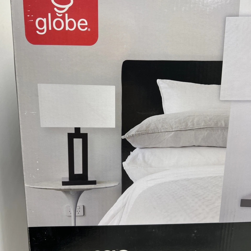 Globe Electric D'Alessio 20 pulgadas Lámpara de mesa negra mate con pantalla de lino blanco Foto 2 de 4