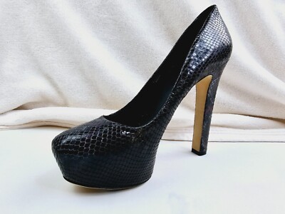 Brian Atwood Size Womens Black Purple Blue Animal Snake Print Platform  Pumps