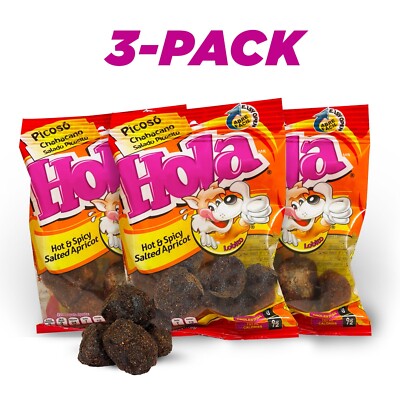 3-Pack - Hola Saladitos Picoso Mexican Candy( Salted Spicy Apricot)