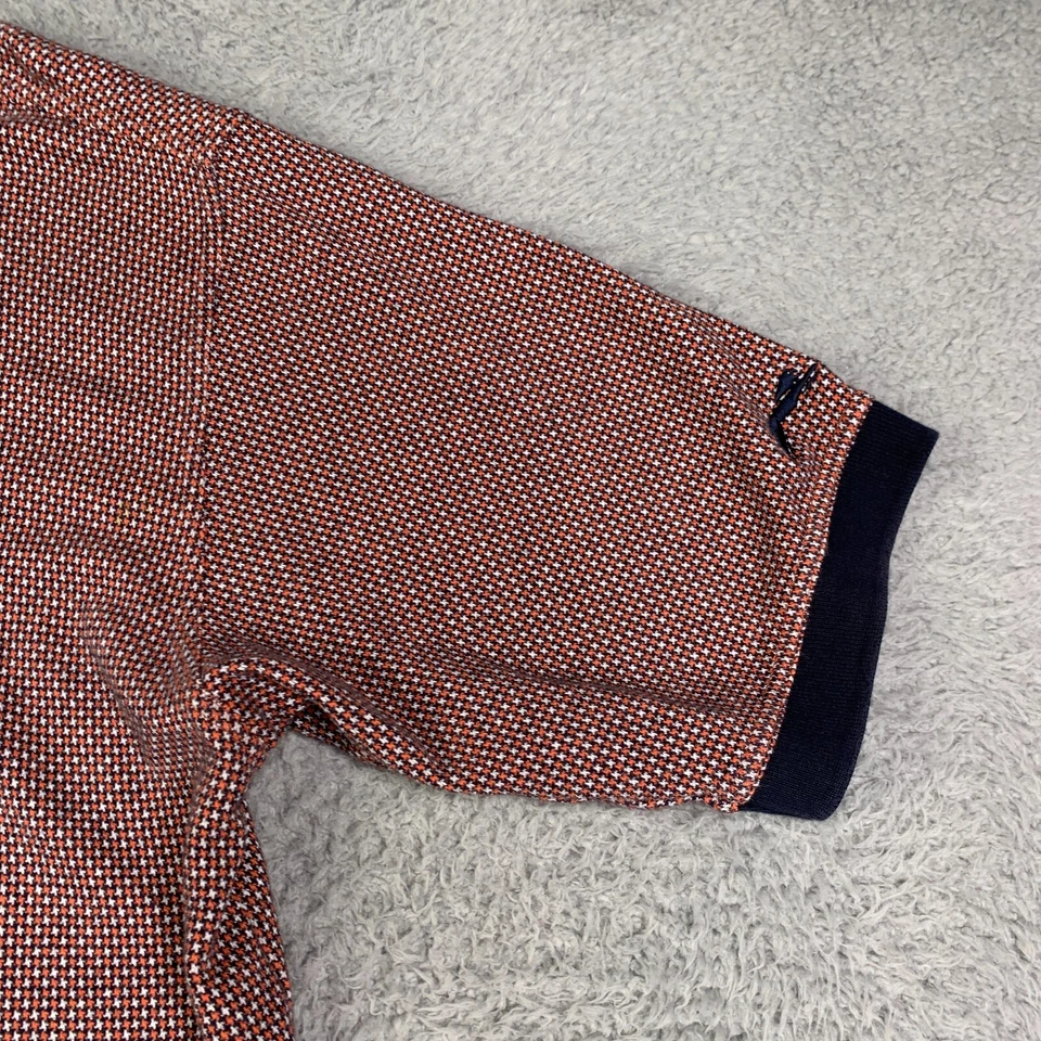 Повседневная мужская рубашка-поло Slazenger для взрослых большая оранжевая белая с геометрическим узором для гольфа - Изображение 4 из 4