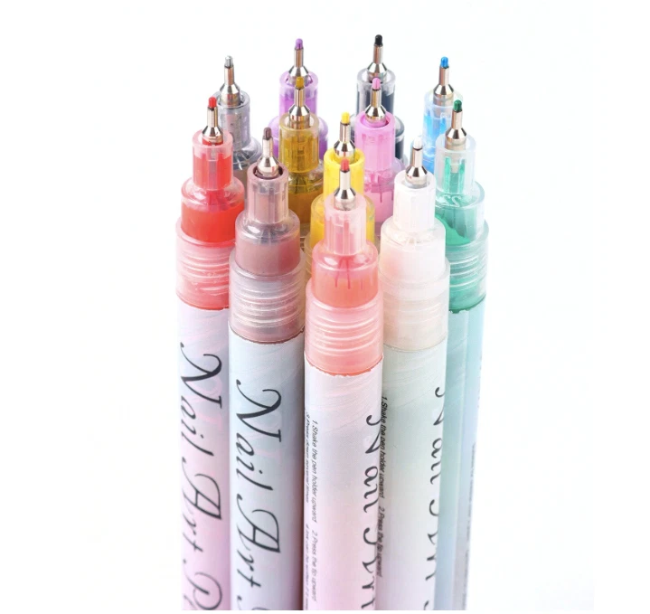 12Pcs Nail Art Pen Marker Set 0.5mm Extra Fine Tip Graffiti Drawing Embellishing - Image 4 of 4