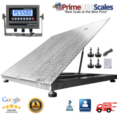 NTEP 48'' x 48'' 4' Diamond Plate Lift-Top Stainless Steel Floor Scale 5000 lbs